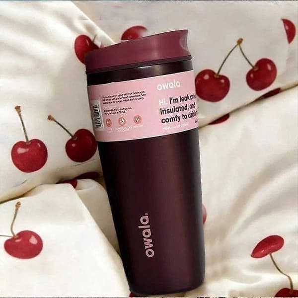 Owala Freesip 12oz/20oz Isoleret Vandflaske i Rustfrit Stål, Black Cherry, 12 Ounces 12oz
