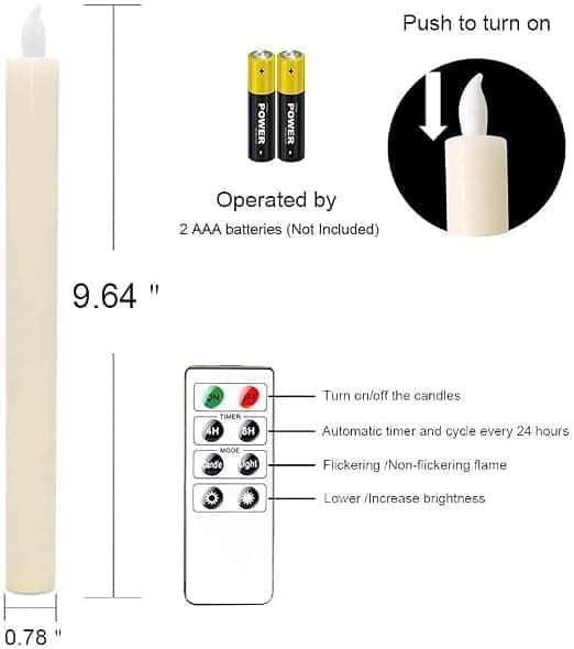 6-pakning batteridrevne LED-lys med fjernkontroll og timer, ekte voks, flimrende varmhvitt lys, B B
