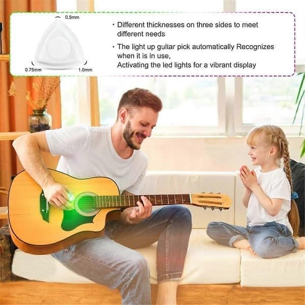 3 st LED-gitarrplektrum Basplektrum Lyser upp Beat-plektrum Glödande plektrum med lampor för ukulele elgitarr