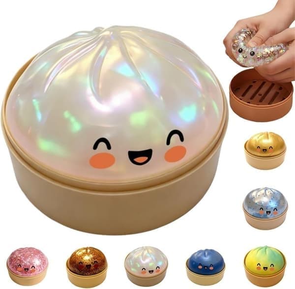 10 cm Jumbo Glitter Regnbue Dumpling Stressavlastende Sensorisk Leketøy med Dampboks, Sakte Stigende Dekompresjonsdumplings, Gradient Grønn gradient green