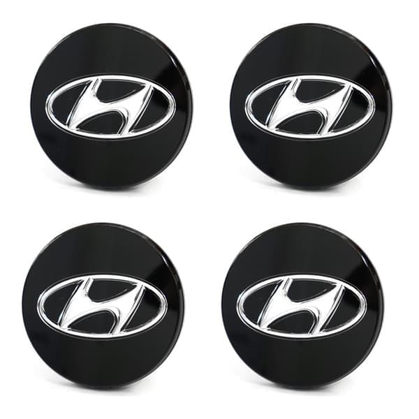 4-pack, Hyundai Navkapslar / Fälgemblem, Bil, 65, 60mm, Svart 65 60mm - Svart