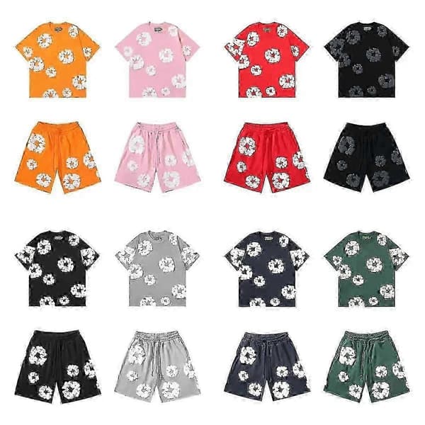 2025 Sommer Shortssett for menn, bomull, uformell trening, reiseklar, 2-delt Grey Set 2XL
