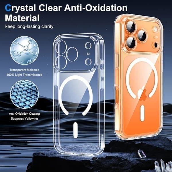 Telefoncover til iPhone 17 Pro Max, MagSafe-kompatibel, Magnetisk, Gennemsigtig iPhone 17 Pro Max Transparent
