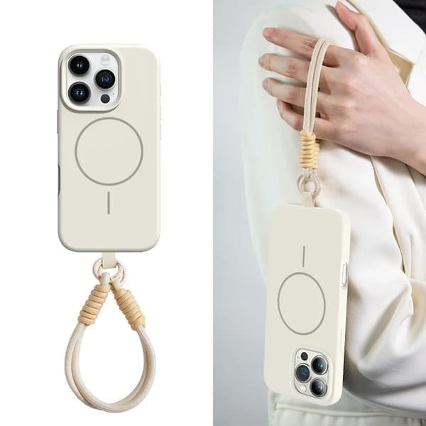 Flytende silikondeksel til iPhone 16E, MagSafe-kompatibelt, magnetisk, kremhvitt Cream Whtie For iPhone 16E
