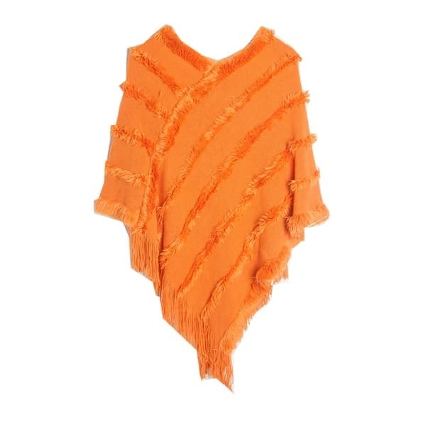 Mub- Vår, Höst och Vinter V-ringad Enfärgad Stickad Plyschsjal G, 03# Orange 03 orange