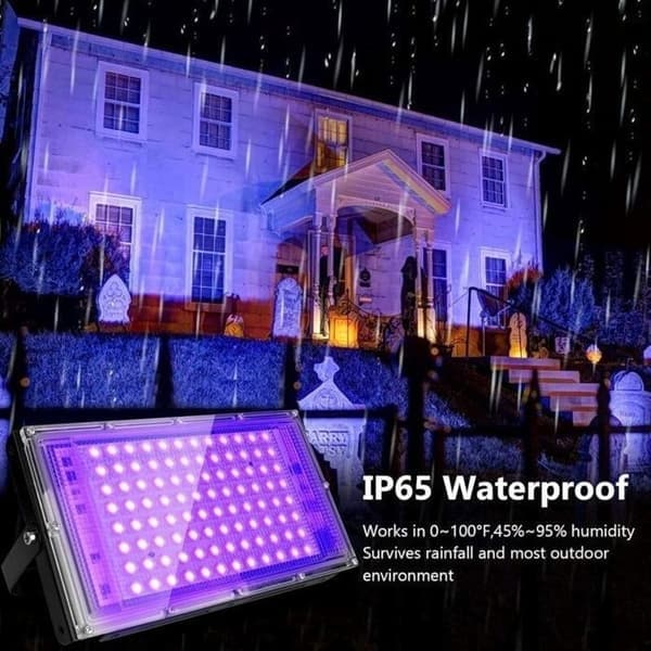 2 stk. 100W UV LED Projektor Sort Lys IP65 Vandtæt, Ultraviolet LED Lampe, Effektbelysning til Plakater, Barer, Fester