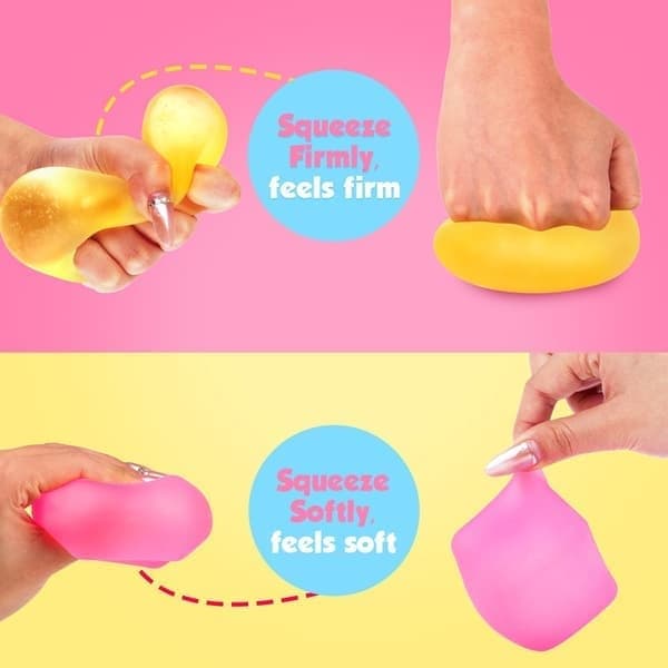 Fidget Stresskuber, 3-pak 5,3 cm Gelfyldte Sensoriske Klemmelegetøj, Pink Gul og Blå, Sunny Ocean Mix Sunny Ocean Mi脳