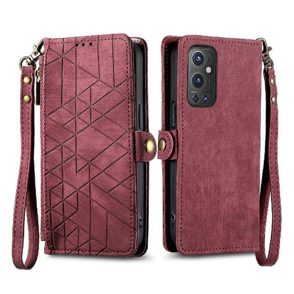 OnePlus 9 Pro Flip Plånbok Läderfodral Business Stil Stötsäkert Skydd Red