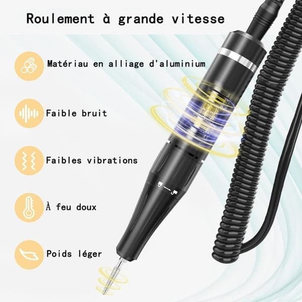 Professionel neglefil, 35000 RPM med 6 bits til manicure og pedicure