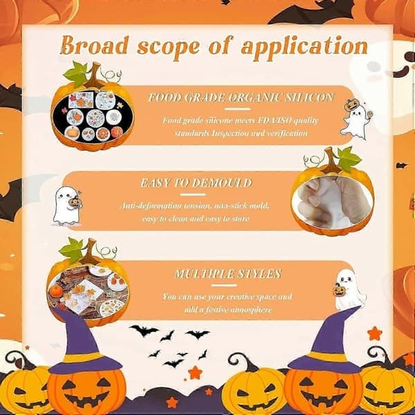 8 stk. silikoneforme til græskar, efterårslønnebladsforme, silikoneforme til harpiks, til efterår/Halloween/Thanksgiving/DIY-håndværk, 1 sæt 1set