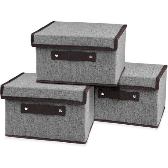 3-delat förvaringslådeset, 24 cm x 21 cm x 16 cm, för förvaring av kläder, böcker, leksaker, strumpor (grå)
