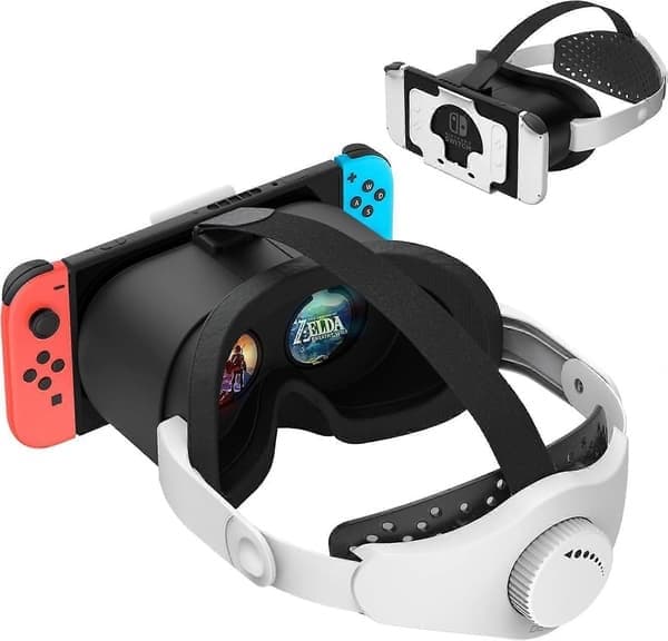 Opgraderet VR-headset til Nintendo Switch & Switch OLED-model, Switch VR-briller med justerbare HD-linser og hovedrem med drejeknap