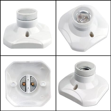 E27 Skrue Loftlampe Fatning til Indendørs Væglampe, AC 230V, E27 LED Lampeholder, Plast E27 Base til Garage/Værksted Loft, 2-pak