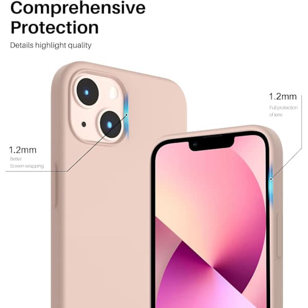 iPhone 13 Cover, Flydende Silikone Cover til 6,1 tommer iPhone 13, Ultratyndt Cover, Fuld Dækning Stødsikkert Beskyttende Blødt Cover Solid Pink Solid pink Solid pink
