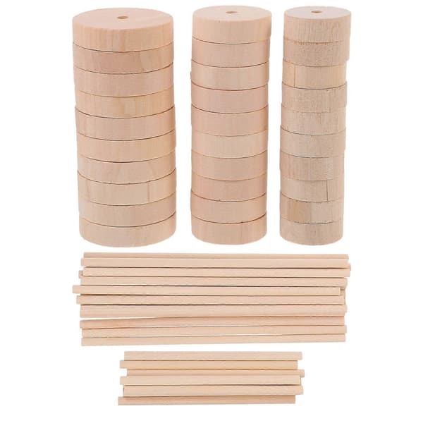 1 sett med mini trehjul tilbehør Trehjul Ubehandlede trehjul for DIY billeke