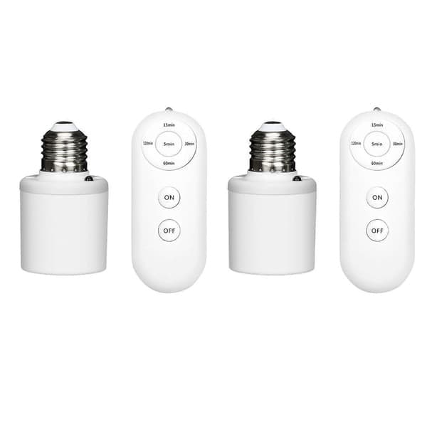 E27 fjernbetjent lampeholder Smart trådløs lampeholder med timer (15/30/60/120min), 2 stk. 2pcs