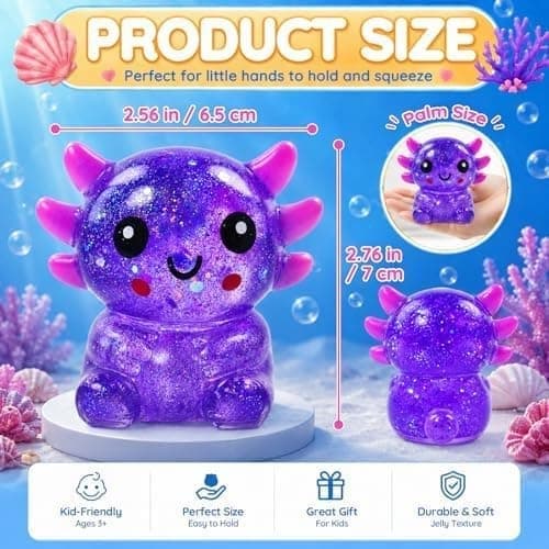 Glitter Axolotl Squishy Leksak, Squishy Leksaker, Långsamt Återgående Squishy, Lila Purple