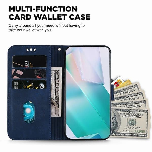 Mobilskal för iPhone 17 Plånbok, Tigerprint Läder Stötsäkert med Handledsrem-lingling, Mörkblå Dark blue Dark Blue