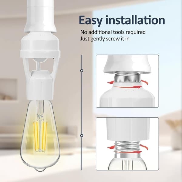 4-pak bevægelsessensor lampeholder, E26/E27 smart skruefatning, automatisk lampeholderadapter, lampeholder