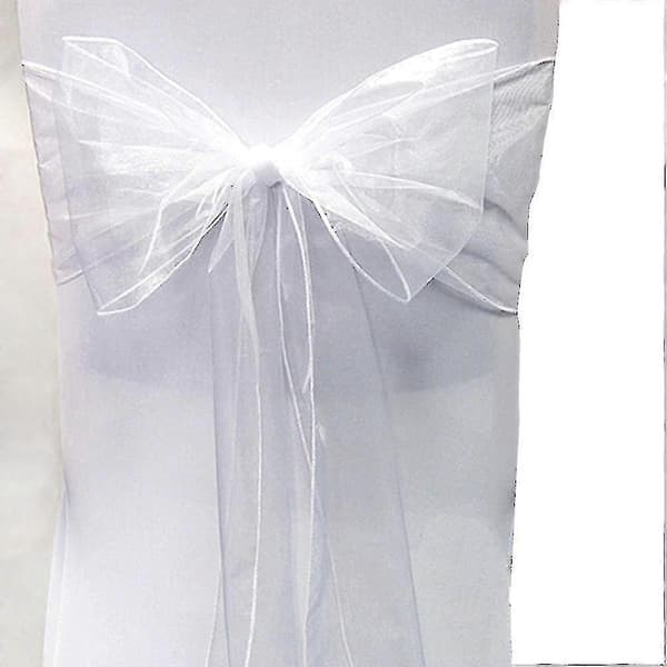 10/25/50/100 Organza Stolöverdrag Breda Rosetter Bröllopsfestdekorationer, Vit, 10 st White 10 Pcs