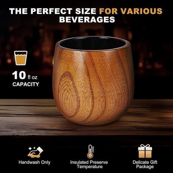 Træwhiskyglas, forkullet Old Fashioned drikkeglas, premium drikkeglas til mænd, whiskyelskere, 2 stk. 2pcs