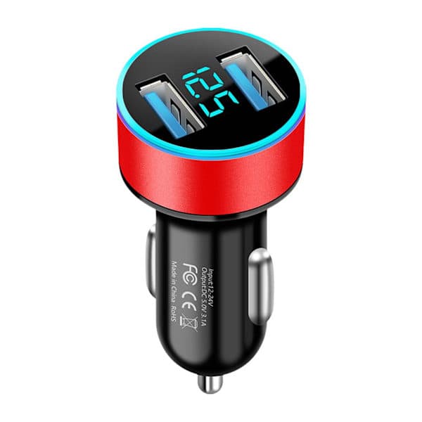 Bil cigarettænderstik splitter stik hurtigoplader 3.1A smart dobbelt USB-adapter Y3L7 rød One size Red One size