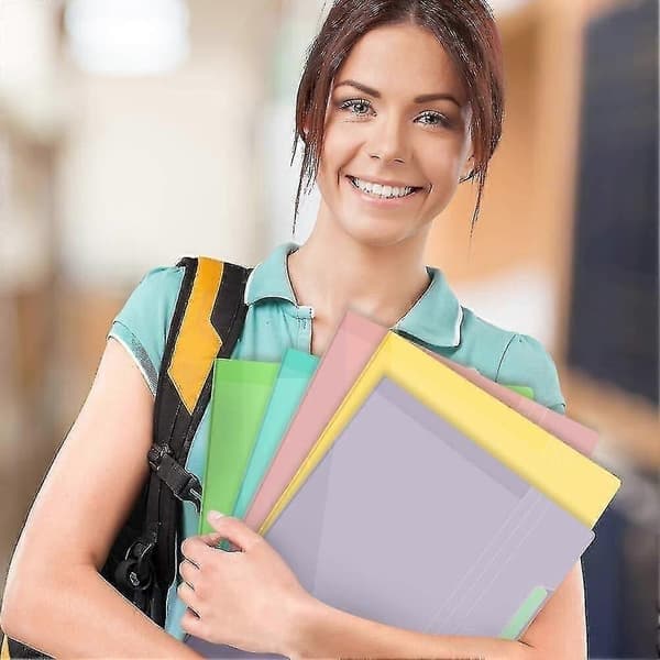 5-pack expanderande mappmappar, dragspelsdokumentorganisatör, A4-papper, plastmapp, 5 fickor, expanderbara mappfickor för skolan
