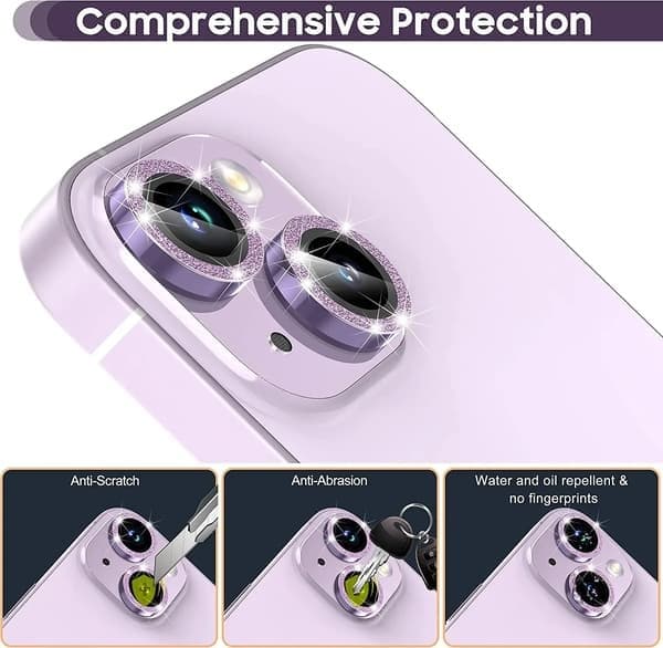 Yhteensopiva iPhone 17 Pro Max Air 17Pro 14 15 16 ProMax Plus kimalteleva timanttikarkaistu lasikameransuoja, kimalteleva hopea, iPhone 14 Pro Maxille Glitter Silver For iPhone 14Pro Max