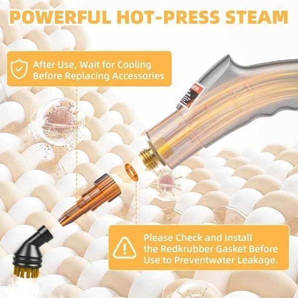 Damprenser til hjem og bil, 2500W, 3 justerbare effektniveauer, stor 1,2L tank