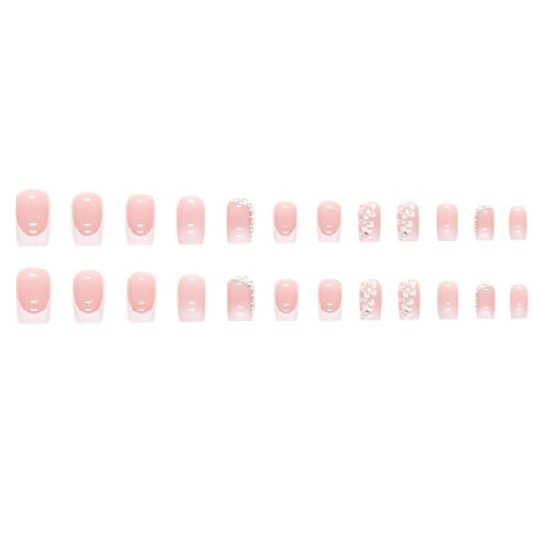 24-pack (limtyp) Fransk manikyr med vit spets, medium fyrkantig F