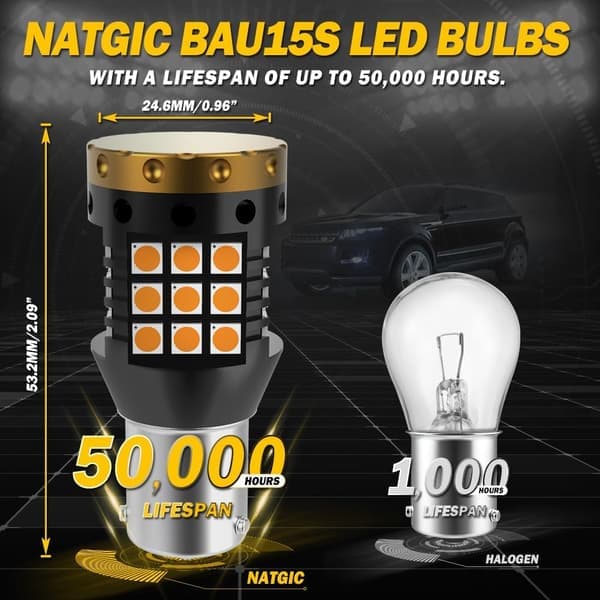 BAU15S PY21W Gul LED Blinklys 3700LM 3030 45 SMD Canbus Anti-ultra Flash, Blinklys (2-pak)