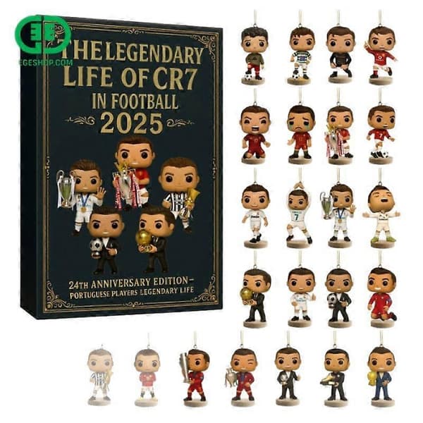 Cristiano Ronaldo Adventskalender Blind Box, Julgransdekoration, Akrylhänge, Samlarprydnad