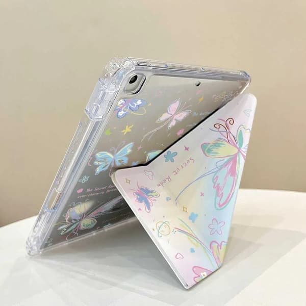 2025 Nyt 3+Å foldbart etui kompatibelt med iPad 11th A16 Pro Air 13 11 M3 M2 M4 2025 12.9\" 9 8 7 6 5 4, Gradient Sommerfugl, iPad 5th 6th 9.7 Gradient Butterfly iPad 5th 6th 9.7