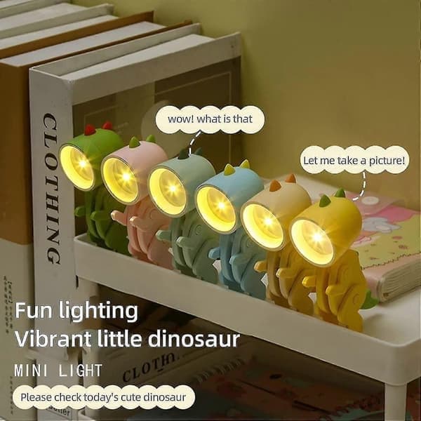 6 stk. Mini Dinosaur Bordlampe, Søde Kunstneriske Gaver Dyreformet Lille Natlampe til Soveværelset