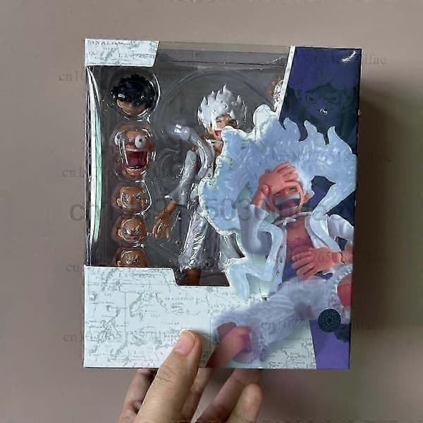 One Piece SHF Monkey D Luffy Gear 5 Nika Actionfigur One Piece Luffy Figur Rörlig Led Samlarobjekt Modellleksaker Jul, A med låda A with box