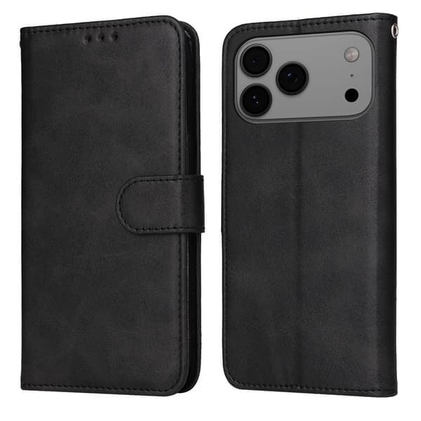 Kompatibel med iPhone 17 Pro Max PU læderpung etui, flere farver tilgængelige, sort Svart black