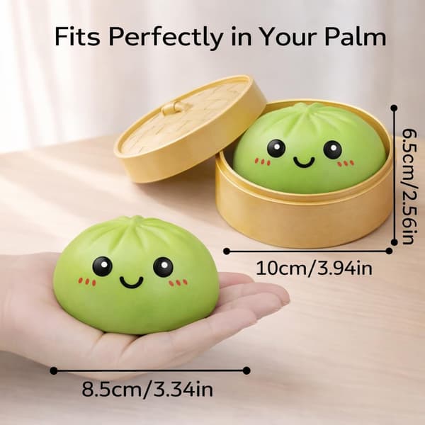 Dumpling Squishies Mystery Box, Mjuk Dumpling Stressavlastande Sensorisk Leksak för Vuxna (Grön) Green Smile