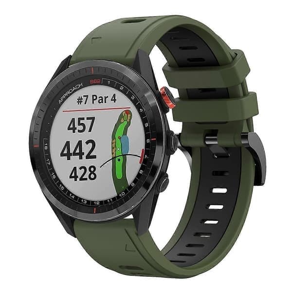 Silikonerem til Garmin Approach S62-lingling, Armygrøn Sort Army Green Black