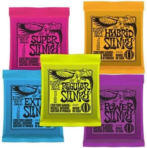 Ernie Ball Mighty Slinky nickelpläterade strängar för elgitarr, storlekar 8.5-40 (P0228) Mighty (8.5-40)