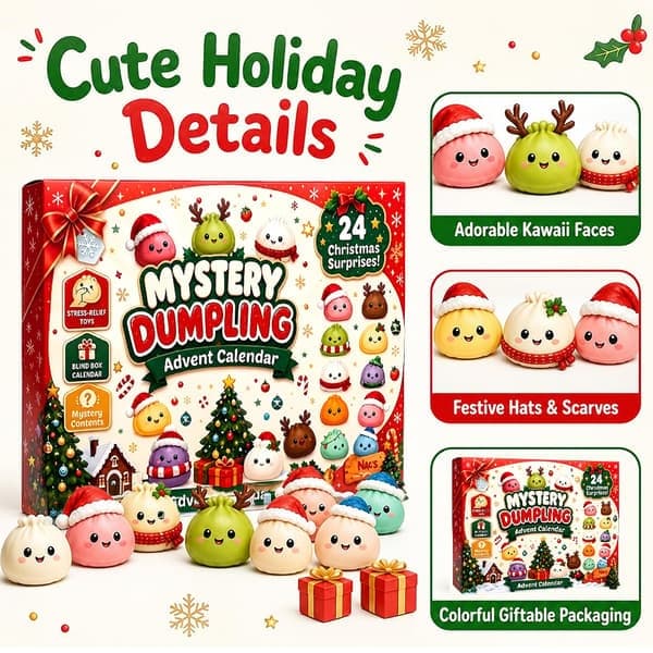2026 Squishies Leksak Julkalender 24 dagars nedräkningskalender med överraskningar Dumpling Squishies Leksaker Julklapp för barn