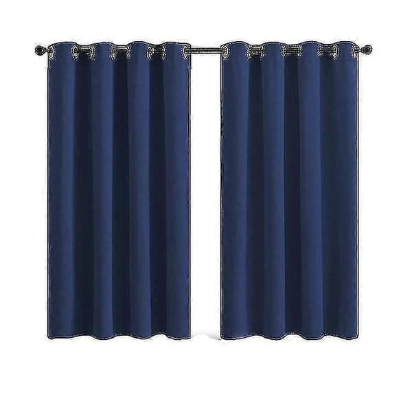 Mørkleggingsgardiner, marineblå, 2 paneler med maljer til stuen (størrelse: 34 * 45 cm)