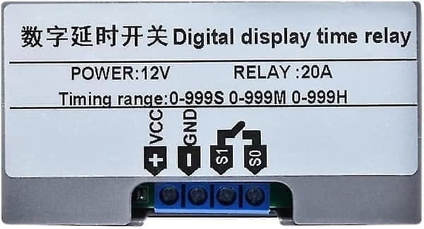 12V Tidsrelä 12 Volt Timerrelä Utomhus 10A Digitalt Frånslagsfördröjningsrelä Justerbar Gåva