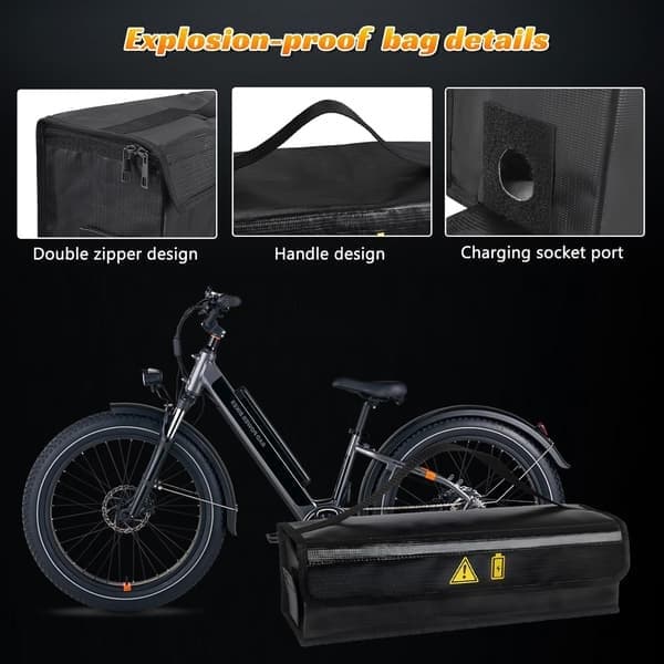 2-pack E-cykelbatteri Brandsäker Box, 1400°C Motstånd, Vattentät och Explosionssäker Väska för Säker Förvaring och Transport