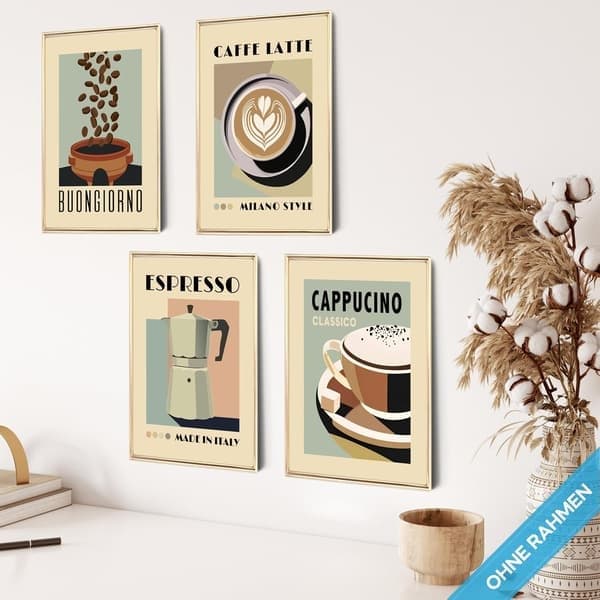 Kaffeaffisch, Kaffebilder, Väggkonst för kök, Estetisk affisch, Vardagsrums- och köksdekoration, Estetiskt kaffe, 4