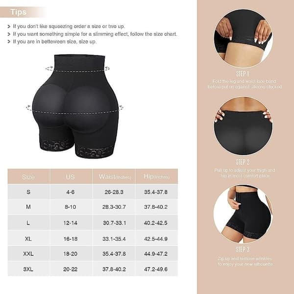 Dame Shapewear Hofteløft Shapewear Maveplastik V, Sort, Størrelse XXL Black XXL