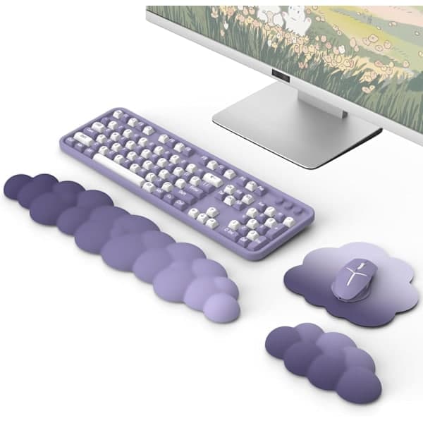 Ergonomisk skyhåndleddsstøtte for tastatur med musehåndleddsstøtte, slitesterk håndleddsbeskytter i polyester, lilla[J]