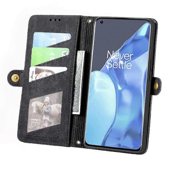 OnePlus 9 Pro Flip Plånbok Läderfodral Business Stil Stötsäkert Skydd Black