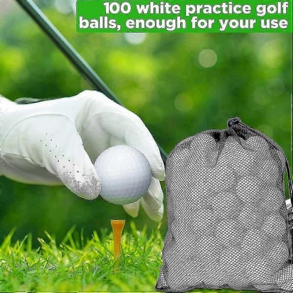 100-pak biologisk nedbrydelige træningsgolfbolde med genanvendelig netpose