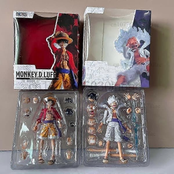 One Piece SHF Monkey D Luffy Gear 5 Nika Actionfigur One Piece Luffy Figur Rörlig Led Samlarobjekt Modellleksaker Julklapp, A Ingen Låda A no box