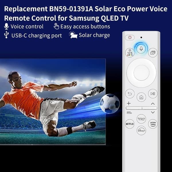 BN59-01391A, Erstatningsfjernkontroll med solceller og stemmestyring for Samsung Frame TV, for 2021-2023 4K UHD